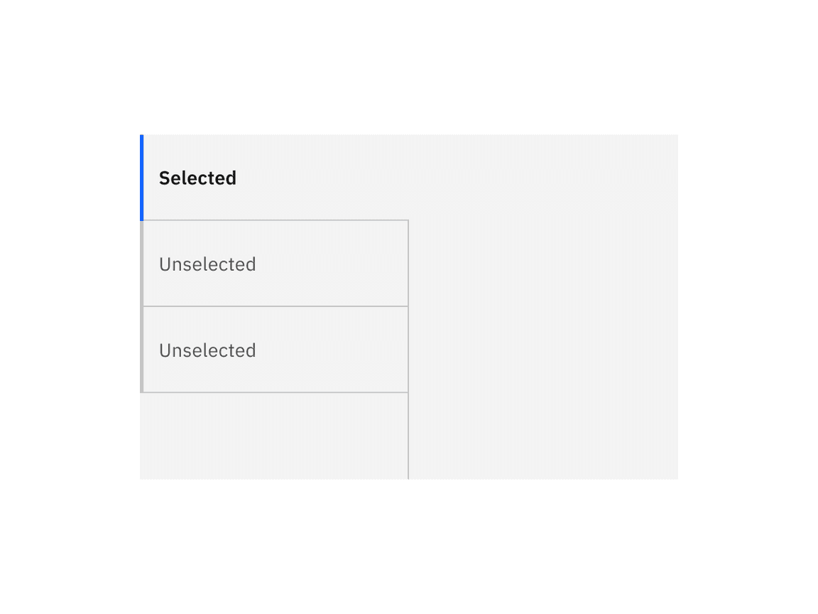 Examples of selected and unselected vertical tabs.